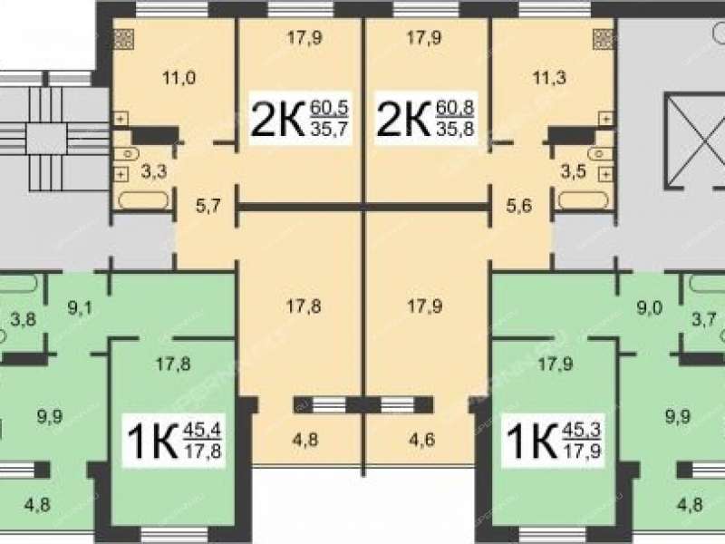 двухкомнатная квартира на улице Декабристов дом 9 к1