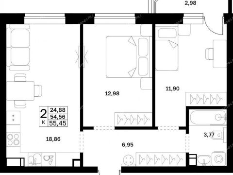 2-komnatnaya-v-granicah-ulic-strazh-revolyucii-gvardeycev-50-letiya-pobedy-evgeniya-nikonova-17 фото
